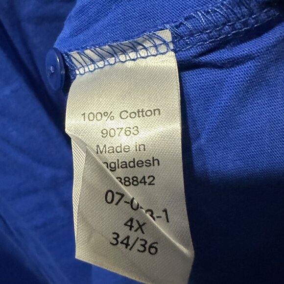 Roman’s size 4X 34/36 cobalt blue cotton v neck new in package tunic Henley top - Picture 6 of 8